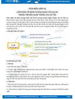 Cảm nhận về hình tượng nhân vật Hạ Du trong truyện ngắn Thuốc của Lỗ Tấn