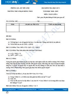 Đề thi HK1 môn Toán 6 năm 2018 - 2019 Trường THCS Phạm Hồng Thái có đáp án