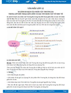 Dàn ý So sánh bi kịch của nhân vật Trương Ba trong lớp đối thoại giữa hồn và xác với nhân vật Vũ Như Tô