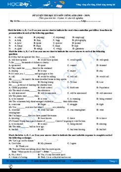 Đề luyện thi HK1 Tiếng Anh lớp 11 năm 2018