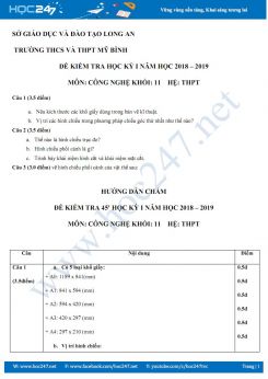 Đề thi HK1 môn Công Nghệ 11 năm 2018-2019- THPT Mỹ Bình