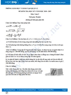 Đề thi HK1 môn Toán 9 năm 2018 - 2019 Phòng GD&ĐT Quận 12