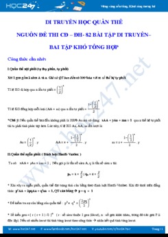 Tổng hợp bài tập Di truyền học quần thể Sinh học 12 hay và khó