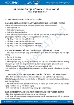 Đề cương ôn tập HK 1 môn GDCD lớp 10 năm 2018-2019