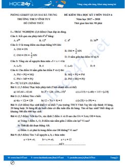 Đề thi HK1 môn Toán 6 Trường THCS Vĩnh Tuy năm 2017 - 2018