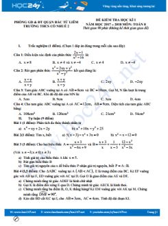 Đề thi HK1 môn Toán 6 Trường THCS Cố Nhuế 2 năm học 2017 - 2018