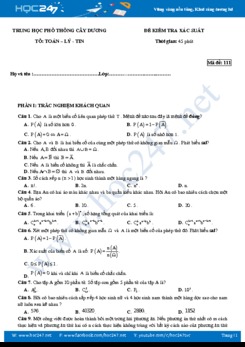 Đề kiểm tra 1 tiết chương 2 Đại số 11 Trường THPT Cây Dương năm học 2017 - 2018