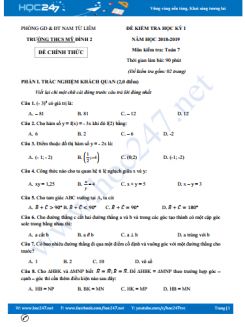 Đề thi HK1 môn Toán 7 Trường THCS Mỹ Đình 2 năm học 2018-2019