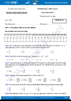 Đề kiểm tra 1 tiết chương 2 Đại số 11 Trường THPT Nhơn Trạch năm học 2017 - 2018