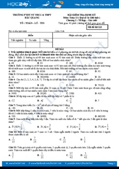 Đề kiểm tra 1 tiết chương 2 Đại số 11 Trường THPT Bắc Quang năm học 2017 - 2018