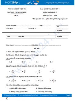Đề thi HK1 môn Toán 7 năm 2018-2019 Trường THCS Kim Đức có đáp án