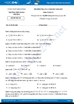 Đề kiểm tra 1 tiết chương 1 Hình học 11 Trường THPT Đoàn Thượng năm học 2018 - 2019