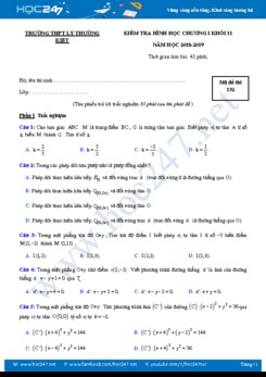 Đề kiểm tra 1 tiết chương 1 Hình học lớp 11 Trường THPT Lý Thường Kiệt năm học 2018 - 2019 có đáp án