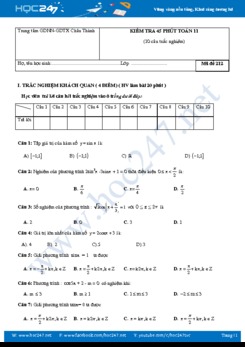 Đề kiểm tra 1 tiết chương 1 Đại số và giải tích 11 Trung tâm GDNN-GDTX Châu Thành năm học 2017 - 2018