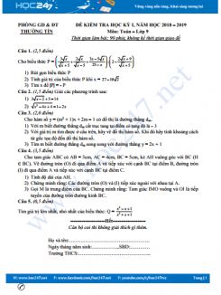 Đề thi HK1 môn Toán 9 Phòng GD&ĐT Thường Tín năm học 2018-2019