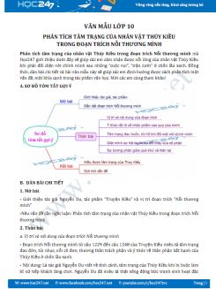 Phân tích tâm trạng của nhân vật Thúy Kiều trong đoạn trích Nỗi thương mình