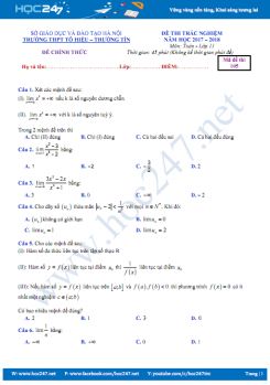 Đề kiểm tra 1 tiết chương 4 Giải tích lớp 11 Trường THPT Tô Hiệu năm học 2017 - 2018 có đáp án