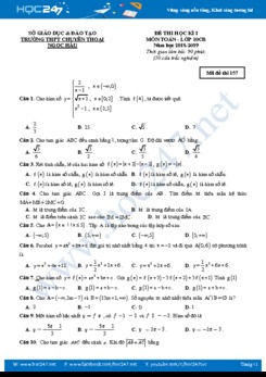 Đề thi học kì 1 môn Toán lớp 10 Trường THPT Chuyên Thoại Ngọc Hầu năm học 2018 - 2019 có đáp án