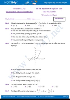 Đề thi học kì 1 môn Toán lớp 10 Trường THPT Chuyên Nguyễn Huệ năm học 2018 - 2019