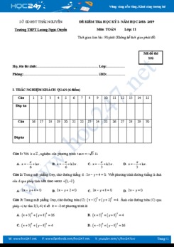 Đề thi học kì 1 môn Toán lớp 11 Trường THPT Lương Ngọc Quyến năm học 2018 - 2019