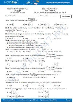 Đề kiểm tra 1 tiết Chương 4 Đại số 10 Trường THPT Nguyễn Trãi năm học 2017 - 2018 có đáp án