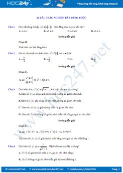 41 câu trắc nghiệm ôn tập Chương Bất đẳng thức có đáp án chi tiết
