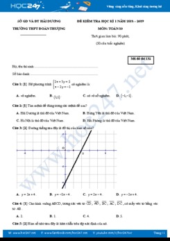 Đề thi học kì 1 môn Toán lớp 10 Trường THPT Đoàn Thượng năm học 2018  - 2019