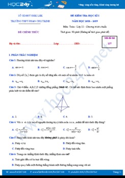Đề thi học kì 1 môn Toán lớp 11 Trường THPT Phan Chu Trinh năm học 2018 - 2019