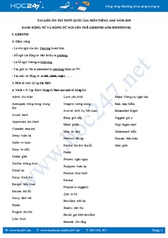 Lý thuyết danh động từ trong Tiếng Anh - Ôn thi THPT QG năm 2019