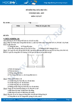 Bộ 2 đề thi giữa HK2 môn Vật lý lớp 7 năm học 2018-2019