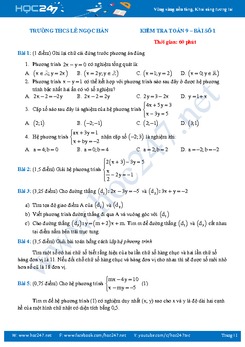 Bộ 2 đề thi thử HK2 môn Toán 9 Trường THCS Lê Ngọc Hân năm 2018