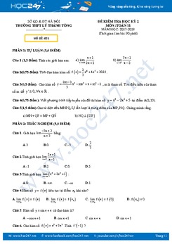 Bộ 5 đề thi HK2 môn Toán lớp 11 năm học 2017 - 2018