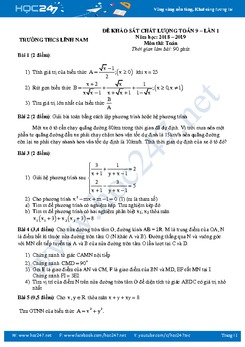 Bộ 2 đề thi giữa HK2 môn Toán lớp 9 năm 2018 - 2019