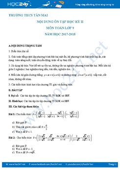 Đề cương ôn tập HK2 môn Toán 9 Trường THCS Tân Mai năm 2017 - 2018