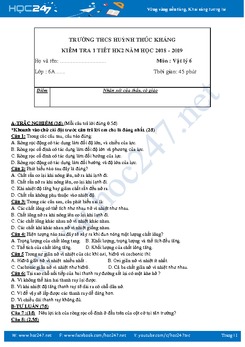 Đề kiểm tra giữa HK2 môn Vật lý 6 năm 2019 trường THCS Huỳnh Thúc Kháng