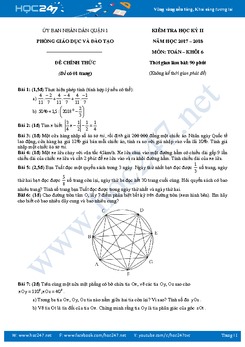 Đề thi HK2 môn Toán 6 Phòng GD & ĐT quận 1 - TPHCM năm học 2017 - 2018 có đáp án
