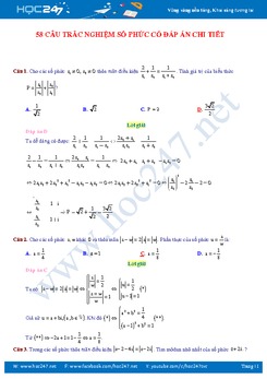 58 câu trắc nghiệm chuyên đề Số phức có đáp án chi tiết