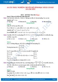 60 câu trắc nghiệm chuyên đề Hình học Oxyz có đáp án chi tiết