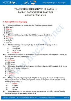 80 câu trắc nghiệm ôn tập Chương 4- Các định luật bảo toàn Vật Lý 10 có đáp án