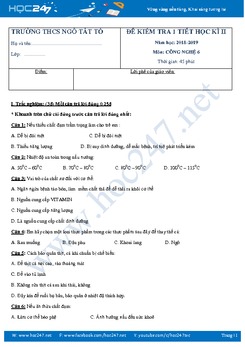 Đề kiểm tra 1 tiết HK2 môn Công Nghệ 6 trường THCS Ngô Tất Tố có đáp án