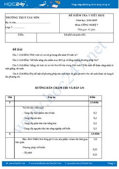 Đề và đáp án kiểm tra giữa HK2 môn Công Nghệ 7 trường THCS Tây Sơn năm 2019