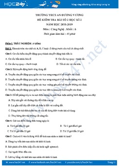 Đề kiểm tra 1 tiết HK2 môn Công Nghệ 8 trường THCS An Dương Vương có đáp án