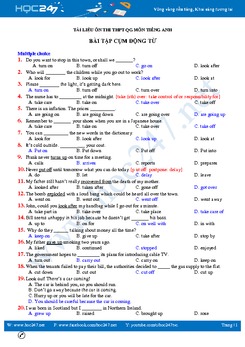 Bài tập Cụm động từ - Ôn thi THPT QG Tiếng Anh năm 2019