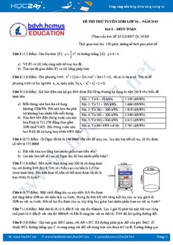Đề thi thử tuyển sinh 10 năm 2019 môn Toán TT Luyện thi ĐH KHTN