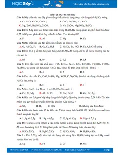 40 câu trắc nghiệm củng cố kiến thức về Axit Sunfuric