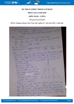 Đề thi Olympic Tháng 4 môn Toán lớp 8 năm 2019 Tp.HCM có hướng dẫn giải