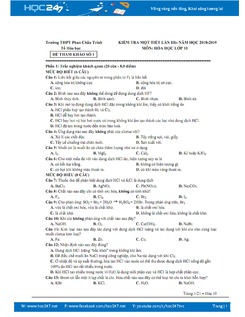 Đề thi giữa HK2 môn Hóa 10 năm 2019 - Trường THPT Phan Châu Trinh