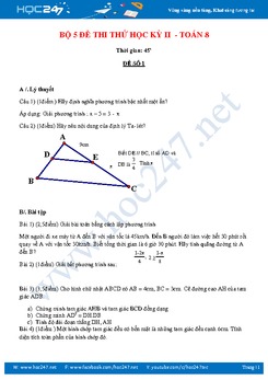 Bộ 5 đề thi thử HK2 môn Toán 8 năm 2018