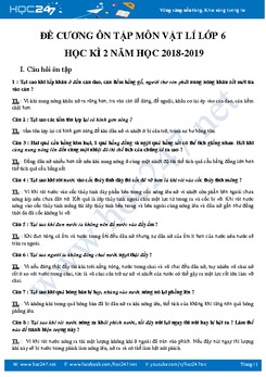 Đề cương ôn tập môn Vật lí lớp 6 Học kì 2 năm học 2018-2019