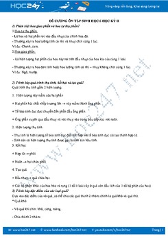 Đề cương ôn tập môn Sinh học lớp 6 HK2 năm 2018 - 2019